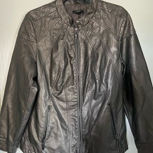 Alfani womens 1x faux leather jacket in bronze
